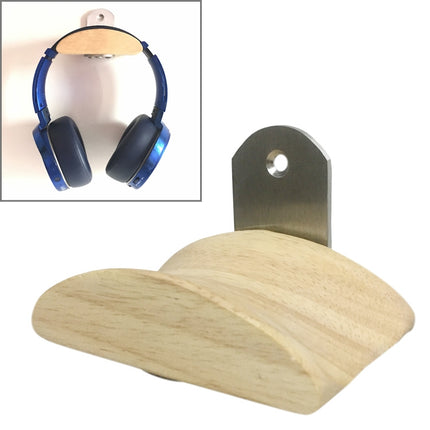 L-shaped Stainless Steel Patch + Solid Wood Wall-mounted Headset Holder-garmade.com