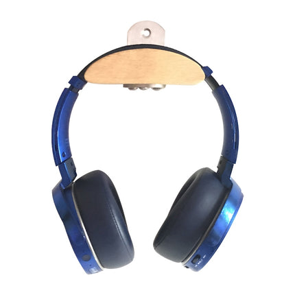 L-shaped Stainless Steel Patch + Solid Wood Wall-mounted Headset Holder-garmade.com