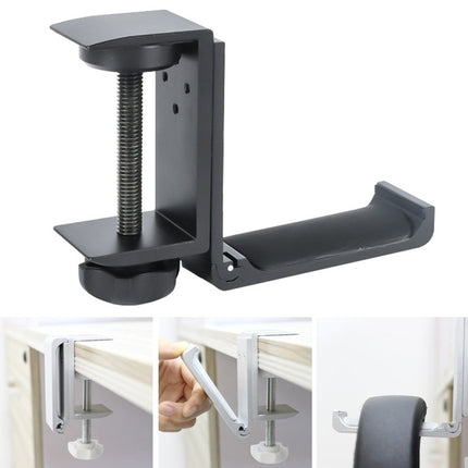 Desktop Lock Clip Type Metal Foldable Headset Stand Display Hanger(Black)-garmade.com