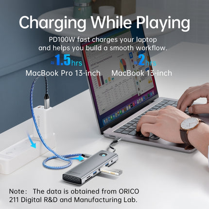 ORICO PW11-8PC Type-C / USB-C 8-in-1 5Gbps Multifunction Docking Station(Silver)-garmade.com