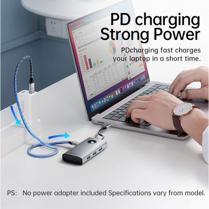 ORICO ORICO-PW11-6PCR R45 Type-C / USB-C 6-in-1 5Gbps Multifunction Docking Station (Silver)-garmade.com