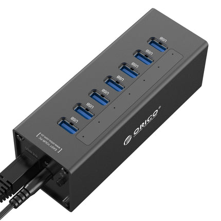 ORICO A3H7 Aluminum High Speed 7 Ports USB 3.0 HUB with 12V/2.5A Power Supply (Black)-garmade.com