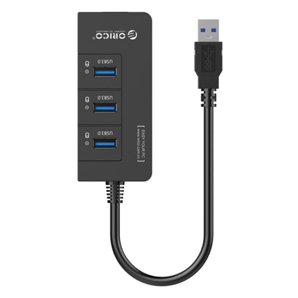 ORICO HR01-U3 ABS 3 Ports USB3.0 HUB Splitter with External RJ45 Gigabit Ethernet Network Card 5 Gbps (Black)-garmade.com