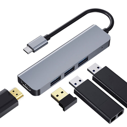 2008N 4 In 1 USB 3.0 x3 + HDMI Multi-function Intelligent Type-C / USB-C HUB Docking Station-garmade.com