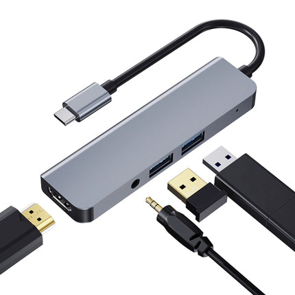 2008N 4 In 1 USB 3.0 x2 + HDMI + 3.5mm Port Multi-function Intelligent Type-C / USB-C HUB Docking Station-garmade.com
