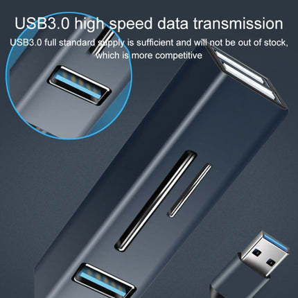 15101 5 in 1 USB3.0 to 3 x USB + SD / TF Card Reader HUB Adapter (Blue)-garmade.com