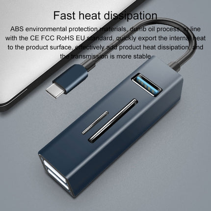 15101 5 in 1 USB3.0 to 3 x USB + SD / TF Card Reader HUB Adapter (Silver)-garmade.com