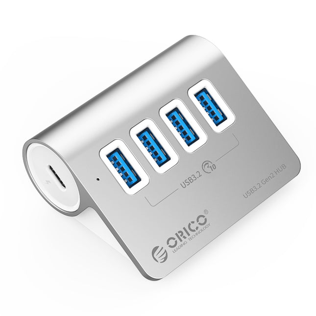 ORICO M3U4 Aluminum Alloy 4-Port USB 3.2 Gen1 10Gbps HUB (Silver)-garmade.com