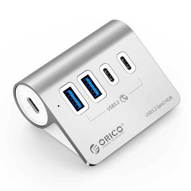 ORICO M3CU2 Aluminum Alloy 4-Port Type-C And USB 3.2 Gen2 10Gbps HUB(Silver)-garmade.com