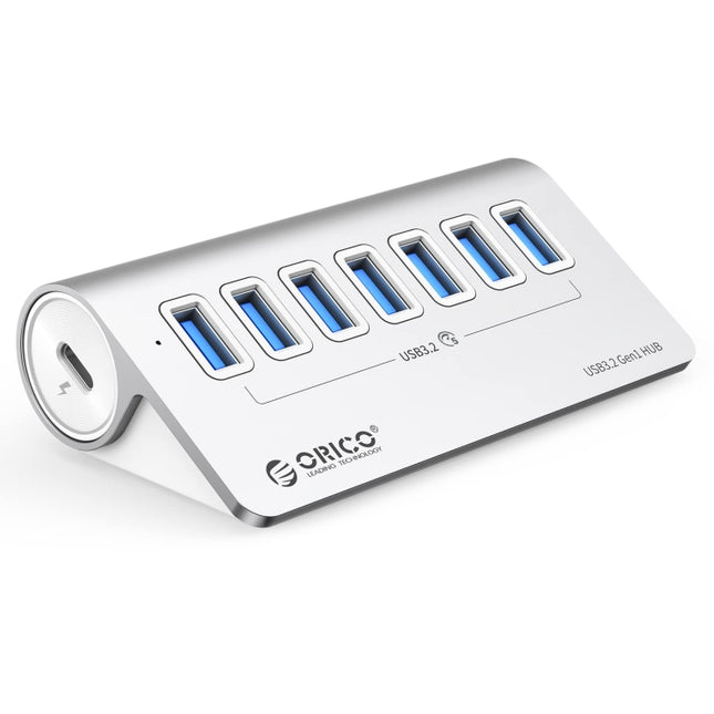 ORICO M3U7 Aluminum Alloy 7-Port USB 3.2 Gen1 5Gbps HUB with 1m Cable(Silver)-garmade.com