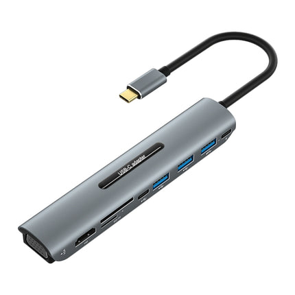 V216 9 in 1 USB-C / Type-C to PD + 3 x USB 3.0 + USB-C / Type-C + SD + TF + HDMI + VGA HUB Adapter-garmade.com