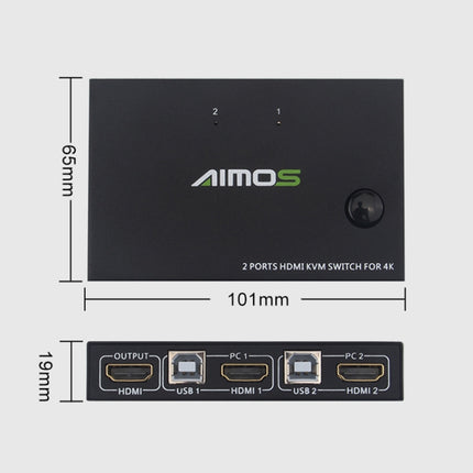 AM-KM201 4K Ultra HD Metal Case 2 In 1 Out HDMI KVM Switch-garmade.com