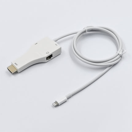 NK-1079 8 Pin to HDMI Male + USB Female + RJ45 Female Adapter Cable, Length：1m-garmade.com