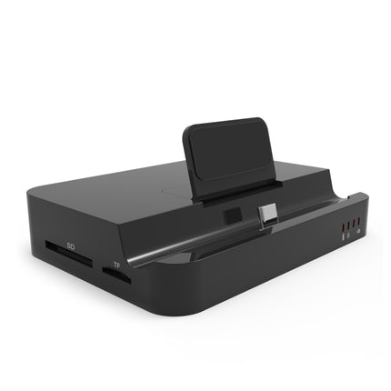 9138 6 in 1 USB-C / Type-C to 4K HDMI + 2 x USB 3.0 + Type-C + SD / TF Card Reader Multifunctional HUB Docking Station with Holder (Black)-garmade.com