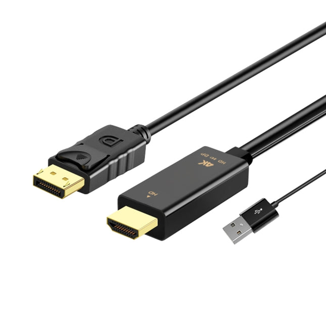 H147 HDMI Male + USB 2.0 Male to DisplayPort Male Adapter Cable, Length：1.8m-garmade.com