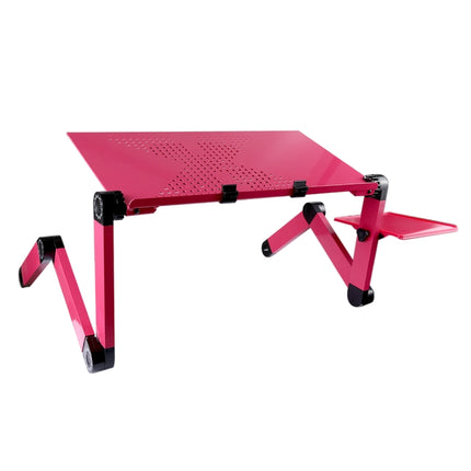Portable 360 Degree Adjustable Foldable Aluminium Alloy Desk Stand with Cool Fans & Mouse Pad for Laptop / Notebook (Magenta)-garmade.com