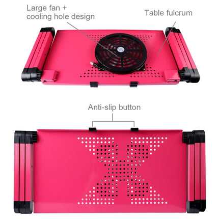 Portable 360 Degree Adjustable Foldable Aluminium Alloy Desk Stand with Cool Fans & Mouse Pad for Laptop / Notebook (Magenta)-garmade.com