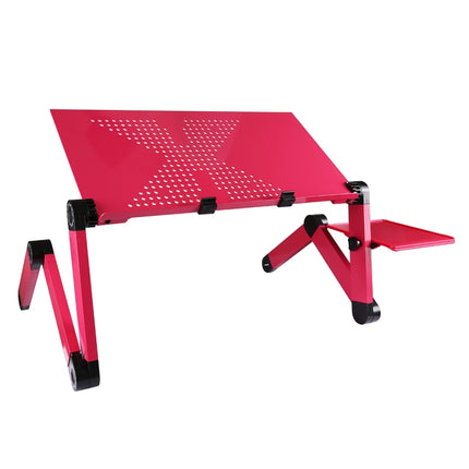 Portable 360 Degree Adjustable Foldable Aluminium Alloy Desk Stand with Mouse Pad for Laptop / Notebook, without CPU Fans(Magenta)-garmade.com