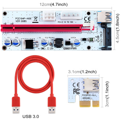 PCE164P-N06 VER008S USB 3.0 PCI-E Express 1x to 16x PCI-E Extender Riser Card Adapter 15 Pin SATA Power 6 Pin + 4 Pin Power Supply Port with 60cm USB Cable(Red)-garmade.com