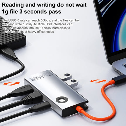 ROCK TR26 4 in 1 USB-C / Type-C to USB 3.0x3+RJ45 Portable Multifunctional HUB Docking Station-garmade.com