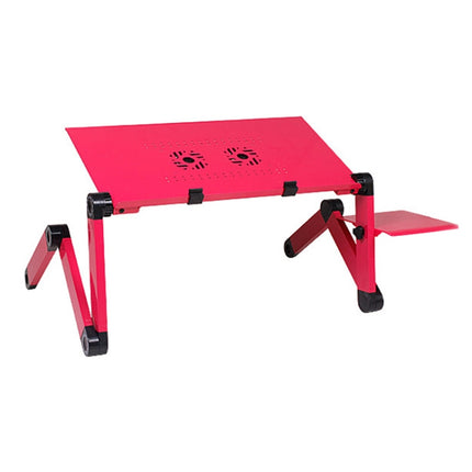 Portable 360 Degree Adjustable Foldable Aluminium Alloy Desk Stand with Double CPU Fans & Mouse Pad Desk Size: 480mm x 260mm (Red)-garmade.com
