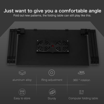 Portable 360 Degree Adjustable Foldable Aluminium Alloy Desk Stand with Double CPU Fans & Mouse Pad Desk Size: 480mm x 260mm (Red)-garmade.com