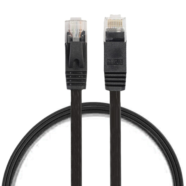 0.5m CAT6 Ultra-thin Flat Ethernet Network LAN Cable, Patch Lead RJ45 (Black)-garmade.com