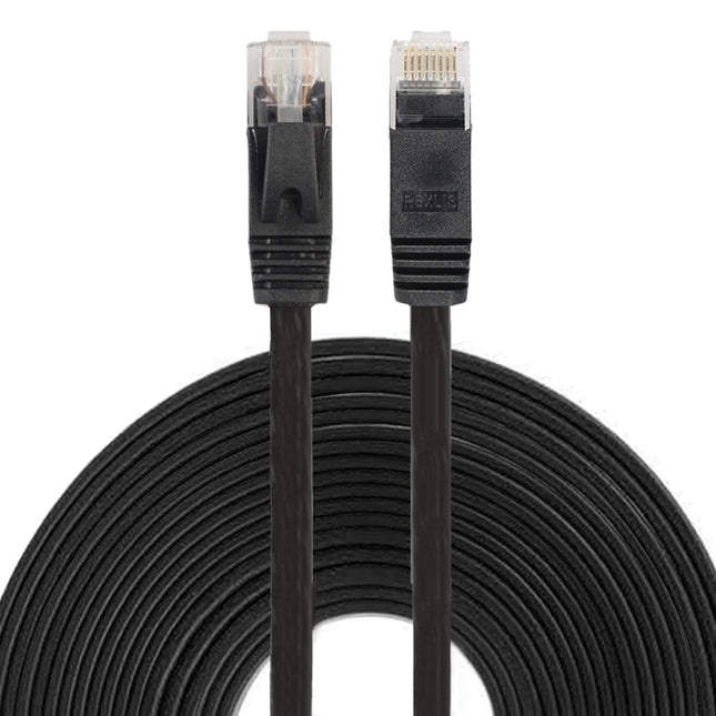 10m CAT6 Ultra-thin Flat Ethernet Network LAN Cable, Patch Lead RJ45 (Black)-garmade.com