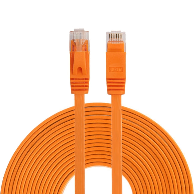 10m CAT6 Ultra-thin Flat Ethernet Network LAN Cable, Patch Lead RJ45 (Orange)-garmade.com