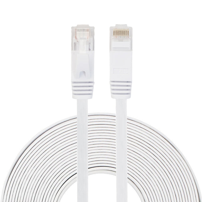 10m CAT6 Ultra-thin Flat Ethernet Network LAN Cable, Patch Lead RJ45 (White)-garmade.com