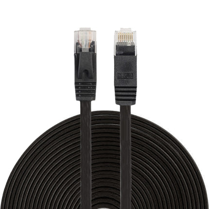 15m CAT6 Ultra-thin Flat Ethernet Network LAN Cable, Patch Lead RJ45 (Black)-garmade.com