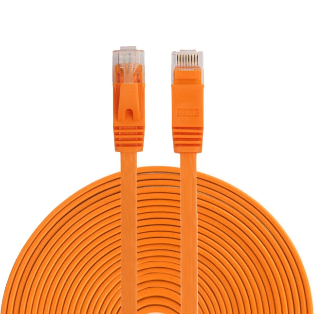 15m CAT6 Ultra-thin Flat Ethernet Network LAN Cable, Patch Lead RJ45 (Orange)-garmade.com