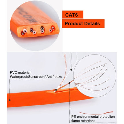 15m CAT6 Ultra-thin Flat Ethernet Network LAN Cable, Patch Lead RJ45 (Orange)-garmade.com