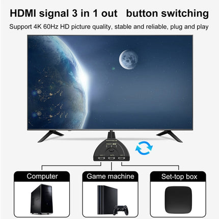 3 x 1 4K 60Hz HDMI Bi-Direction Switcher with Pigtail HDMI Cable-garmade.com