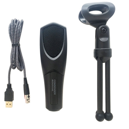 Yanmai Q3 USB 2.0 Game Studio Condenser Sound Recording Microphone with Holder, Compatible with PC and Mac for Live Broadcast Show, KTV, etc.(Black)-garmade.com