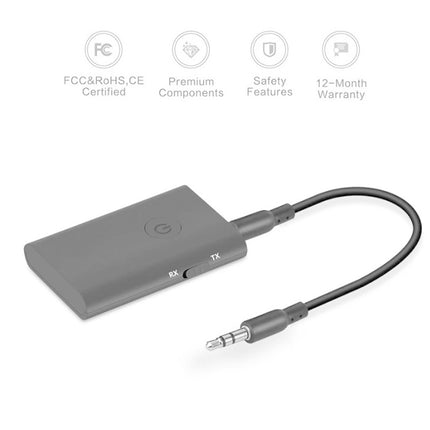 BT4810C Bluetooth V3.0+EDR Wireless Bluetooth Transmitter Receiver Adapter Stereo Audio Music Adapter with 3.5mm Audio Cable(Black)-garmade.com