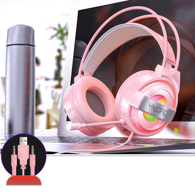 YINDIAO Q3 USB + Dual 3.5mm Wired E-sports Gaming Headset with Mic & RGB Light, Cable Length: 1.67m(Pink)-garmade.com