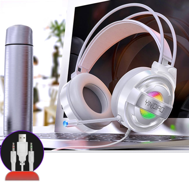YINDIAO Q3 USB + Dual 3.5mm Wired E-sports Gaming Headset with Mic & RGB Light, Cable Length: 1.67m(White)-garmade.com