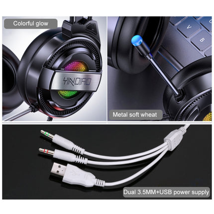 YINDIAO Q3 USB + Dual 3.5mm Wired E-sports Gaming Headset with Mic & RGB Light, Cable Length: 1.67m(Pink)-garmade.com