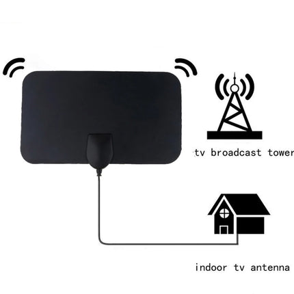 AN-1001 5dBi/25dBi Indoor HDTV Antenna with Dual-side Sticker, VHF170-230/UHF470-862MHz(Black)-garmade.com