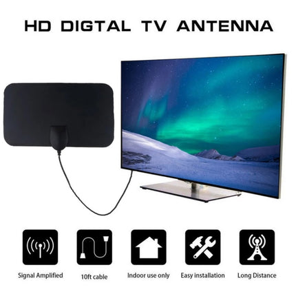 AN-1001 5dBi/25dBi Indoor HDTV Antenna with Dual-side Sticker, VHF170-230/UHF470-862MHz(Black)-garmade.com