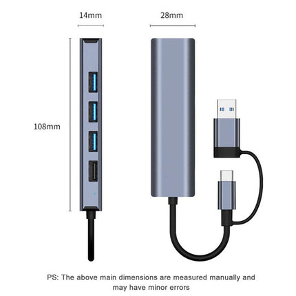 BYL-2208 5 in 2 USB + USB-C / Type-C to USB Multifunctional Docking Station HUB Adapter-garmade.com