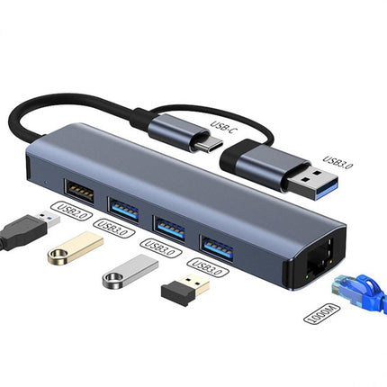 BYL-2208 5 in 2 USB + USB-C / Type-C to USB Multifunctional Docking Station HUB Adapter-garmade.com