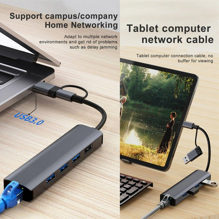 BYL-2208 5 in 2 USB + USB-C / Type-C to USB Multifunctional Docking Station HUB Adapter-garmade.com