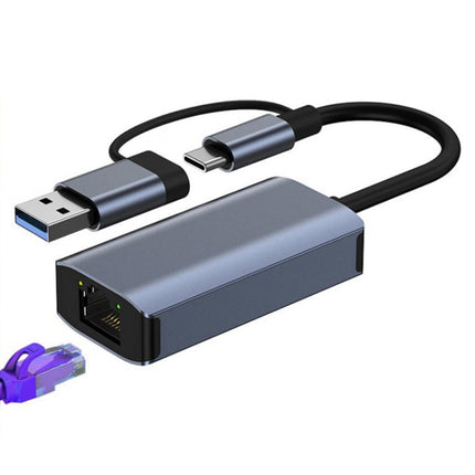 BYL-2207 2 in 1 USB + Type-C to RJ45 Docking Station HUB Adapter-garmade.com