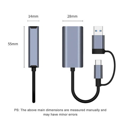 BYL-2207 2 in 1 USB + Type-C to RJ45 Docking Station HUB Adapter-garmade.com