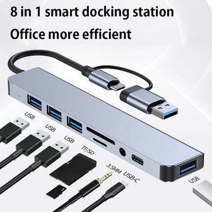 BYL-2218TU 8 in 1 USB + USB-C / Type-C to USB Multifunctional Docking Station HUB Adapter-garmade.com