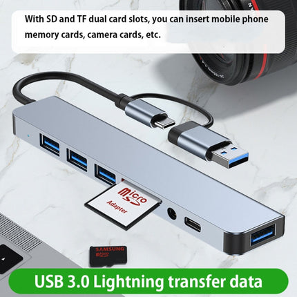 BYL-2218TU 8 in 1 USB + USB-C / Type-C to USB Multifunctional Docking Station HUB Adapter-garmade.com