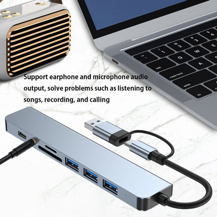 BYL-2218TU 8 in 1 USB + USB-C / Type-C to USB Multifunctional Docking Station HUB Adapter-garmade.com