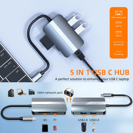 BYL-2112 5 in 1 USB-C / Type-C to USB Multifunctional Docking Station HUB Adapter-garmade.com